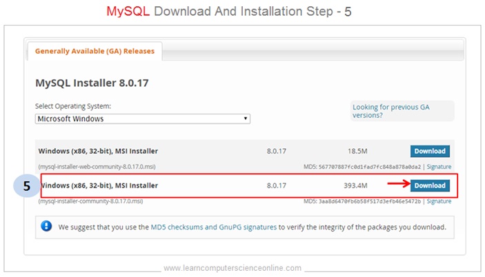 MySQL Installer Step 5