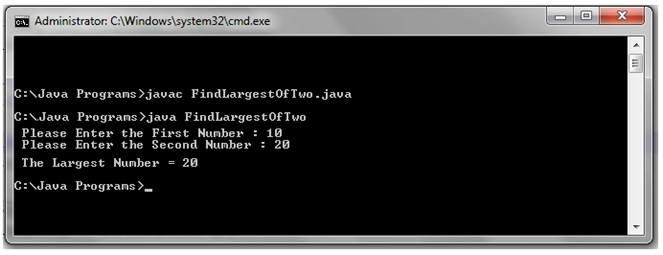 Java Method Demo To Find Largest Of Two Numbers
