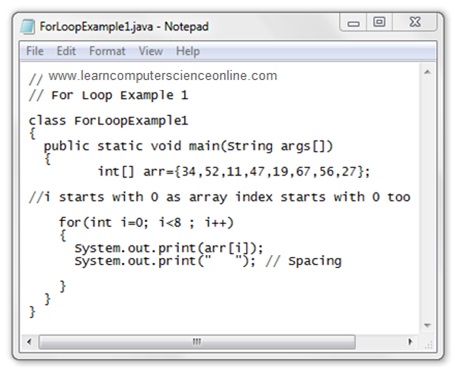 Java For Loop Example
